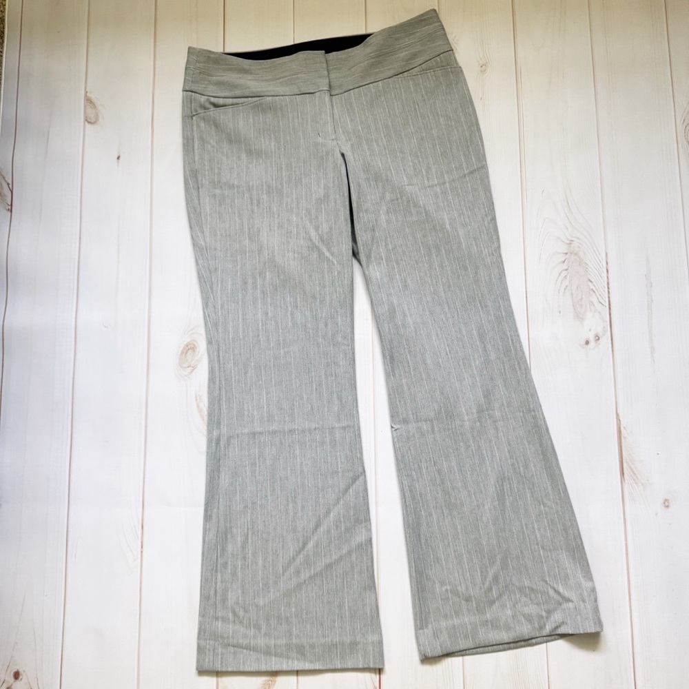 Express Editor Light Gray Striped Pants